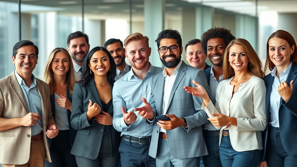optimistic group of diverse business owners, growing your business success, modern office