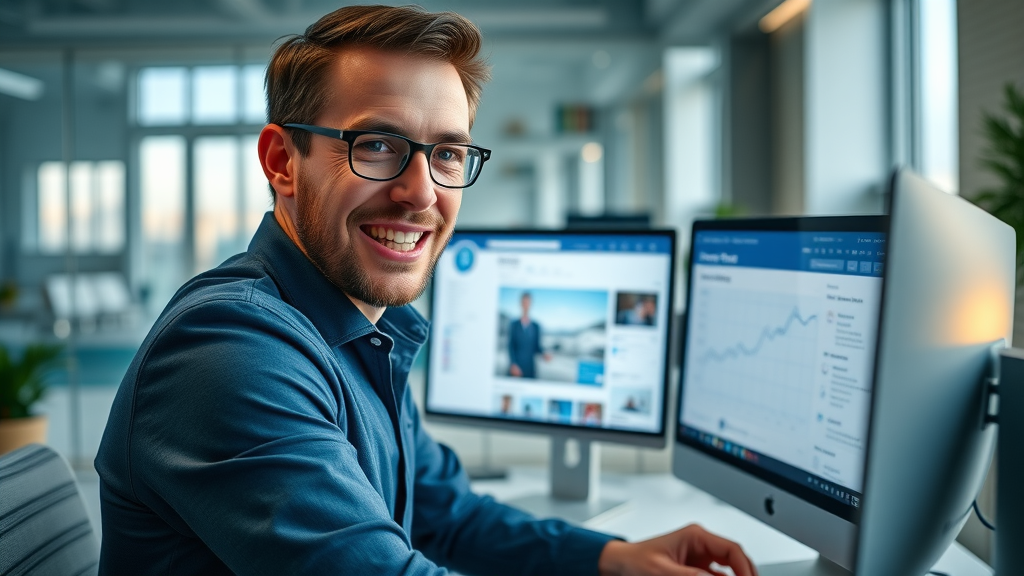 confident marketer designing an effective Facebook ad campaign for paid social media marketing on a desktop
