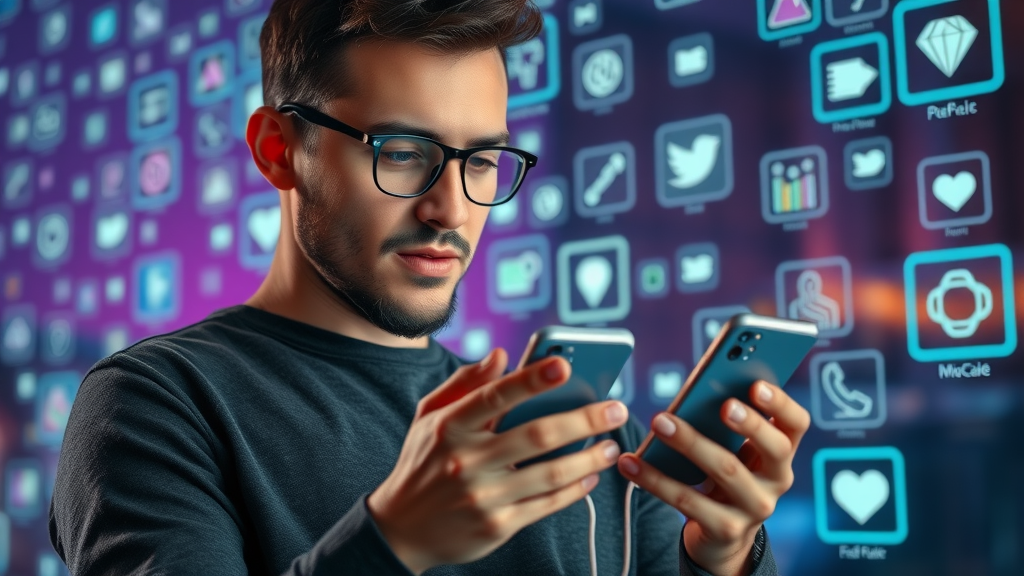 modern smartphone user exploring Threads app, new features in latest social media platform
