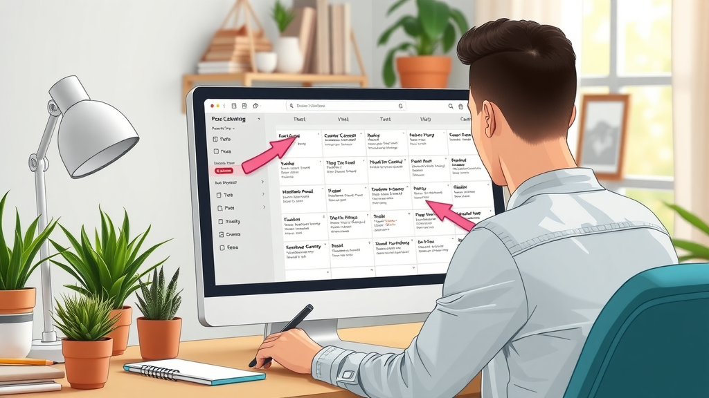 marketer organizing social media content calendar using the 5 5 5 rule