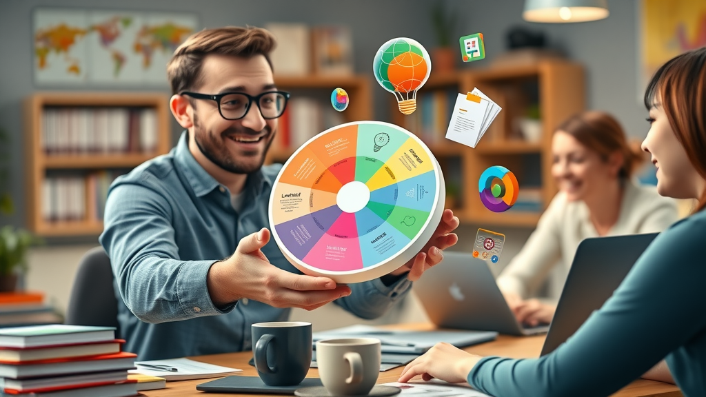 strategist explaining the 50 30 20 rule for social media using content pie chart