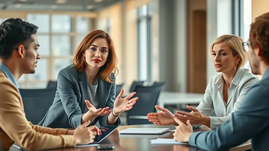 Empathetic manager using adaptive leadership syles in a team discussion, supportive environment, collaborative leadership style