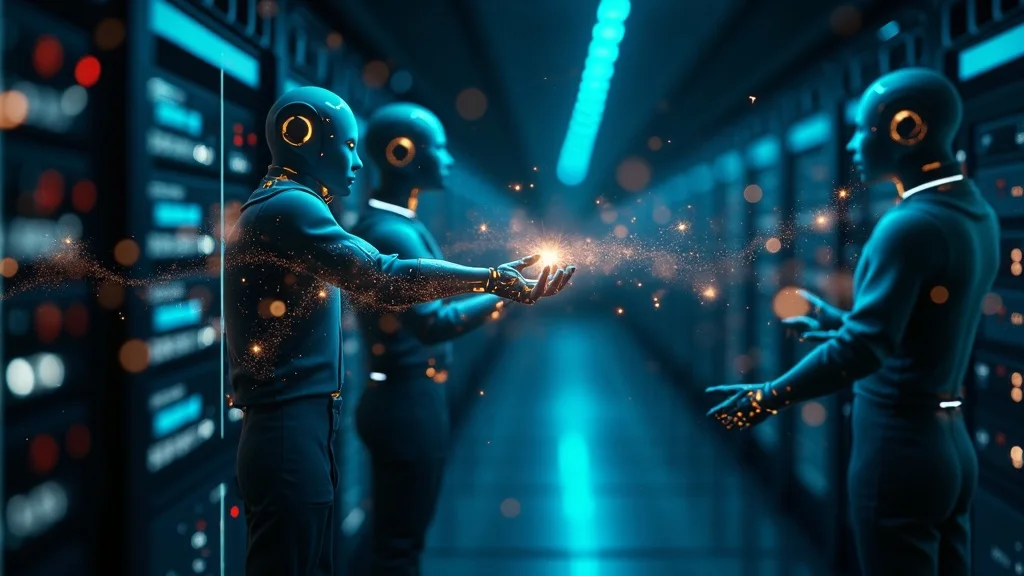 Dynamic visual of AI answer engine neural network, illuminating nodes and information flow for ai search visibility.